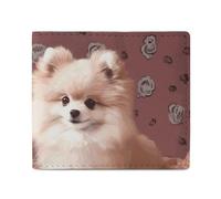 Dwrepo Pomeranians Puppies And Point Wallets for Women Men Leather Small Credit Card Wallet Slim Wallet Two Fold Wallet Card Holder Wallet, blanc, taille unique, décontracté, blanc, taille unique,