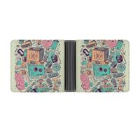Dwrepo Portefeuille en cuir à deux volets pour homme avec illustration « I Love The 90s » - Portefeuille fin avec plusieurs cartes - Porte-cartes classique - Noir - Taille unique - Classique - Noir,