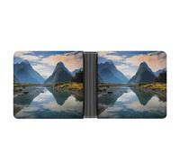 Dwrepo Portefeuille en cuir à deux volets pour homme Fiordland National Park Portefeuille fin avec plusieurs cartes de passe classique et porte-cartes pour homme, noir, taille unique, classique, noir,