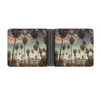 Dwrepo Portefeuille en cuir à deux volets pour homme Los Angeles Palm Trees Portefeuille fin avec plusieurs cartes Porte-cartes classique pour homme, noir, taille unique, classique, noir, taille