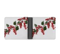 Dwrepo Portefeuille en cuir à deux volets pour homme - Motif branches de houx - Portefeuille fin avec plusieurs cartes - Porte-cartes classique - Noir - Taille unique - Classique - Noir - Taille