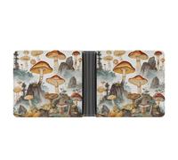 Dwrepo Portefeuille en cuir à deux volets pour homme - Motif champignon japonais - Portefeuille fin avec plusieurs cartes - Porte-cartes classique - Noir - Taille unique - Classique - Noir - Taille