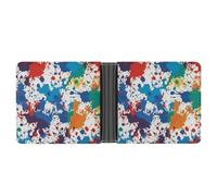 Dwrepo Portefeuille en cuir à deux volets pour homme - Motif d'éclaboussures de peinture - Portefeuille fin avec plusieurs cartes - Porte-cartes classique - Noir - Taille unique - Classique - Noir,