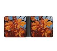 Dwrepo Portefeuille en cuir à deux volets pour homme - Motif feuilles d'érable d'automne - Portefeuille fin avec plusieurs cartes - Porte-cartes classique - Noir - Taille unique - Classique - Noir -