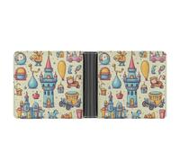 Dwrepo Portefeuille en cuir à deux volets pour homme - Style jouets dessinés à la main - Portefeuille fin avec plusieurs cartes - Porte-cartes classique - Noir - Taille unique - Classique - Noir -