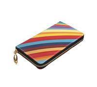 Dwrepo Portefeuille en cuir à rayures colorées pour femme avec fermeture éclair et porte-monnaie de grande capacité pour homme et femme, noir, taille unique, noir, taille unique, Noir , Taille unique