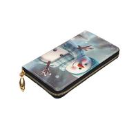 Dwrepo Portefeuille en cuir avec fermeture éclair et motif bonhomme de neige mignon pour femme et homme, grande capacité, noir, taille unique, Noir , Taille unique
