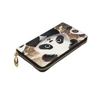 Dwrepo Portefeuille en cuir avec fermeture éclair pour femme avec imprimé animal mignon - Porte-cartes de grande capacité - Noir - Taille unique, Noir , Taille unique