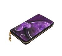 Dwrepo Portefeuille en cuir avec fermeture éclair pour femme et homme Motif cœurs violets Grande capacité Cadeau Noir Taille unique Noir Taille unique, Noir , Taille unique