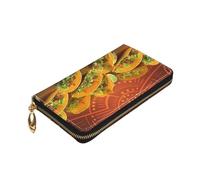 Dwrepo Portefeuille en cuir avec fermeture éclair pour femme - Motif alimentaire - Grande capacité - Cadeau pour homme et femme - Noir - Taille unique - Noir - Taille unique, Noir , Taille unique
