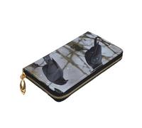 Dwrepo Portefeuille en cuir avec fermeture éclair pour femme Motif corbeau Noir Taille unique Noir Taille unique Moderne, Noir , Taille unique, Moderne