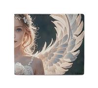 Dwrepo Portefeuille en cuir avec plumes d'ange pour homme et femme - Petit portefeuille fin à deux volets - Blanc - Taille unique - Décontracté - Blanc - Taille unique - Décontracté, blanc, Taille