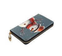 Dwrepo Portefeuille en cuir imprimé bonhomme de neige pour femme avec fermeture éclair - Grande capacité - Porte-cartes pour homme et femme - Noir - Taille unique, Noir , Taille unique
