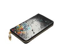 Dwrepo Portefeuille en cuir imprimé musique pour femme avec fermeture éclair - Grande capacité - Porte-cartes pour homme et femme - Noir - Taille unique - Noir - Taille unique, Noir , Taille unique