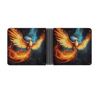 Dwrepo Portefeuille en cuir pour homme à deux volets pour homme, beau portefeuille fin Phoenix avec plusieurs cartes, porte-cartes classique, noir, taille unique, classique, Noir , Taille unique,