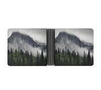 Dwrepo Portefeuille en cuir pour homme - Portefeuille à deux volets pour homme - Portefeuille fin canadien Smokey Mountain Cliff avec plusieurs cartes - Porte-carte classique - Noir - Taille unique -