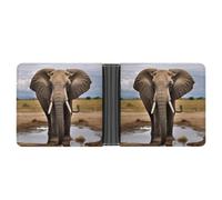 Dwrepo Portefeuille en cuir pour homme - Portefeuille fin pour homme - Motif animaux sauvages africains - Éléphant - Avec plusieurs cartes - Porte-cartes classique - Noir - Taille unique - Classique -