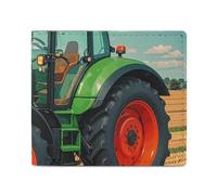 Dwrepo Portefeuille fantaisie tracteur agricole pour femme et homme en cuir - Petit portefeuille fin à deux volets avec porte-cartes - Blanc, taille unique, décontracté, blanc, taille unique,