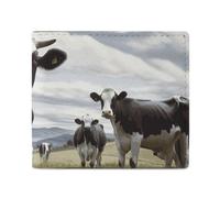 Dwrepo Portefeuille fin en cuir avec motif de vache de la ferme pour femmes et hommes, petit portefeuille fin à deux volets, blanc, taille unique, décontracté, blanc, taille unique, décontracté,