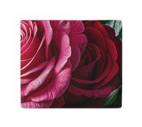 Dwrepo Portefeuille fin en cuir pour femmes et hommes avec motif de roses - Portefeuille fin à deux volets - Blanc - Taille unique - Décontracté - Blanc - Taille unique - Décontracté, blanc, Taille