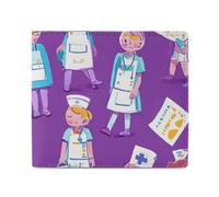 Dwrepo Portefeuille violet pour infirmière en cuir pour femme et homme - Petit portefeuille fin à deux volets avec porte-cartes - Blanc - Taille unique - Décontracté - Blanc - Taille unique, blanc,