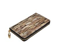 Dwrepo Rustic Rocks Portefeuille en cuir avec impression murale de briques pour femme Fermeture éclair Porte-monnaie Grande capacité pour homme Cadeau Noir Taille unique Noir Taille unique, Noir ,