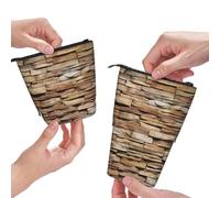 Dwrepo Rustic Rocks Trousse à crayons télescopique de grande capacité avec impression murale Motif briques Noir Taille unique, Noir , Taille unique