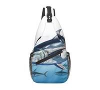 Dwrepo Sac à bandoulière pour femme et homme - Sac à bandoulière Thon bleu Thunnus - Sac de poitrine de randonnée - Sac à dos banane - Noir - Taille unique, Noir , Taille unique, Sacs à dos Sling