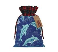 Dwrepo Sac cadeau avec cordon de serrage imprimé dauphin pour Noël, fête de vacances, petit, noir, 1 pièce, Noir , 1 Count (Pack of 1)