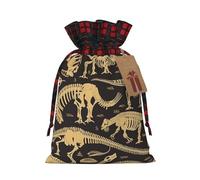 Dwrepo Sac cadeau de Noël avec cordon de serrage - Motif squelette de dinosaure - Pour fête de vacances - Taille S - Noir, Noir , 1 Count (Pack of 1)