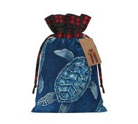 Dwrepo Sacs cadeaux de Noël avec cordon de serrage Motif tortue de mer Bleu, Noir , M