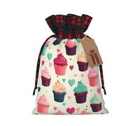 Dwrepo Sacs cadeaux de Noël avec cordon de serrage pour cupcakes et bonbons en forme de cœurs, Noir , M
