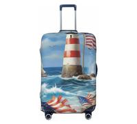 Dwrepo Sea to Shining Sea Housse de bagage patriotique élastique lavable anti-rayures en élasthanne pour bagages de 45,7 à 81,3 cm, Noir , M