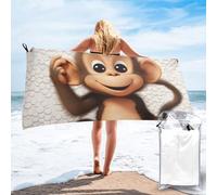 Dwrepo Serviette de plage anti-sable à séchage rapide en microfibre surdimensionnée avec motif singe mignon 80 x 160 cm Serviette de bain compacte pour femme homme camping natation sport