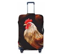 Dwrepo Shine Rooster Housse de bagage élastique lavable anti-rayures en élasthanne pour bagages de 45,7 à 81,3 cm, Noir , L