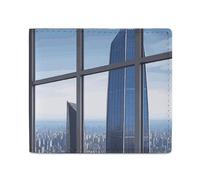 Dwrepo Skyscraper Buildings Portefeuilles en cuir pour homme et femme Petit portefeuille fin à deux volets avec porte-cartes Blanc Taille unique Décontracté Blanc Taille unique Décontracté, blanc,