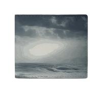 Dwrepo Stormy Sea - Portefeuilles en cuir pour femmes et hommes - Petit portefeuille fin à deux volets avec porte-cartes - Blanc, taille unique, décontracté, blanc, taille unique, décontracté, blanc,