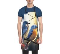 Dwrepo Tablier de chef imperméable réglable et léger avec imprimé deux oiseaux pour homme et femme, noir, taille unique, Noir, taille unique