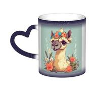 Dwrepo Tasse à café en céramique avec impression de fleurs de chameau de dessin animé changeant de couleur, tasse à café amusante sensible à la chaleur, tasse à thé créative pour le bureau, la maison,