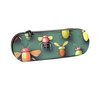 Dwrepo Trousse à crayons en cuir avec fermeture éclair - Atlas des insectes - Jolie trousse à crayons pour homme et femme - Trousse de maquillage de voyage pour le travail, le bureau, noir, taille