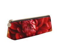 Dwrepo Trousse à crayons en cuir avec fermeture éclair - Belle fleur rouge - Jolie trousse à crayons pour homme et femme - Trousse de maquillage de voyage pour le travail, le bureau, blanc, taille
