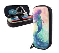 Dwrepo Trousse à crayons en cuir avec fermeture éclair - Belle queue de sirène - Jolie trousse à crayons pour homme et femme - Noir - Taille unique - L, Noir , Taille unique, Taille L