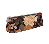 Dwrepo Trousse à crayons en cuir avec fermeture éclair - Belle trousse à crayons à motif floral pour homme et femme - Trousse de voyage, trousse de maquillage - Pochette pour pièces de monnaie pour le