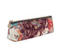 Dwrepo Trousse à crayons en cuir avec fermeture éclair - Belle trousse à crayons personnalisée pour femme et homme - Trousse de maquillage de voyage pour le bureau, blanc, taille unique, blanc, Taille
