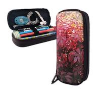 Dwrepo Trousse à crayons en cuir avec fermeture éclair - Buisson brûlant avec baies rouges - Trousse à crayons mignonne pour homme et femme - Noir - Taille unique - L, Noir , Taille unique, Taille L