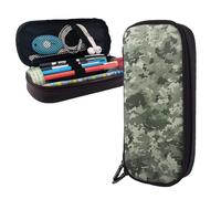 Dwrepo Trousse à crayons en cuir avec fermeture éclair - Camouflage numérique - Jolie trousse à crayons pour homme et femme - Noir - Taille unique - L, Noir , Taille unique, Taille L