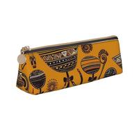 Dwrepo Trousse à crayons en cuir avec fermeture éclair - Culture africaine créative - Jolie trousse à crayons pour homme et femme - Trousse de maquillage de voyage - Pochette pour pièces de monnaie -