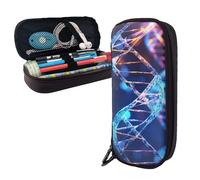Dwrepo Trousse à crayons en cuir avec fermeture éclair DNA Genetic Helix Trousse à crayons mignonne pour homme et femme, noir, taille unique, L, Noir , Taille unique, Taille L