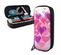 Dwrepo Trousse à crayons en cuir avec fermeture éclair en forme d'amour, trousse à crayons mignonne pour hommes et femmes, noir, taille unique, L, Noir , Taille unique, Taille L