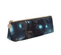 Dwrepo Trousse à crayons en cuir avec fermeture éclair Future Robot - Jolie trousse à crayons pour homme et femme - Trousse de maquillage de voyage - Pochette pour pièces de monnaie pour le travail,